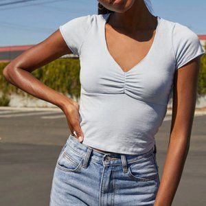 Brandy Melville white ruched scrunch top